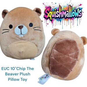 Squishmallows Kelly Toy 8" Chip The Beaver Plush Pillow Toy Collectab